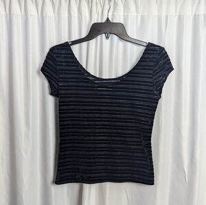 Vintage Velour And Sheer Striped Cropped Top